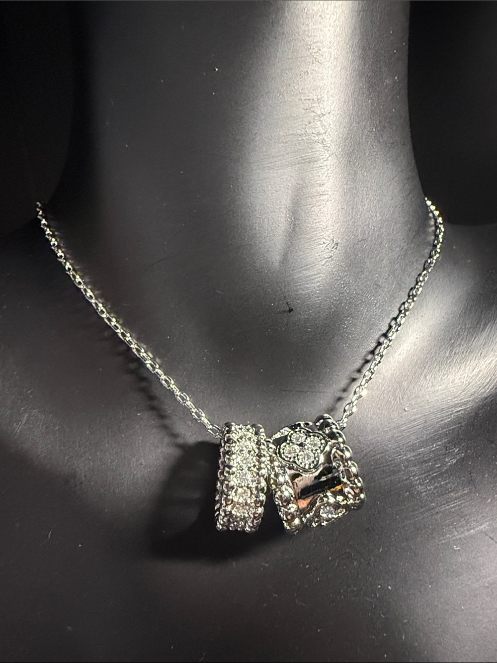 Silver Crystal Charm Necklace - Women Jewelry